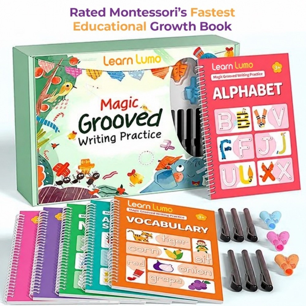 Learn Lumo Magic Grooved Writing Practice Books Montessori Kids Set 6 Books